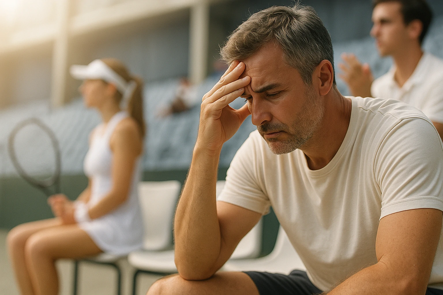 Tennis fans in stadium reacting emotionally to unexpected walkover news